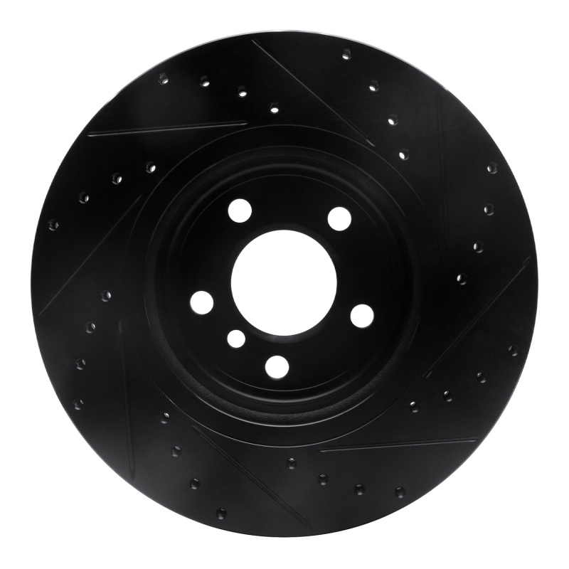 BMW 528I Brake Rotor (1) - Front Left - R1 Concepts - Drilled & Slotted - Black - `11-`16